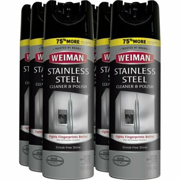 Weiman Products CLEANER, S.STL, AEROSOL, 17OZ, 6PK WMN49ACT